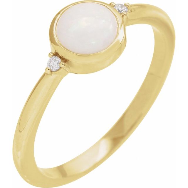 14K Gold Bezel-Set Cabochon Ring - Options Available