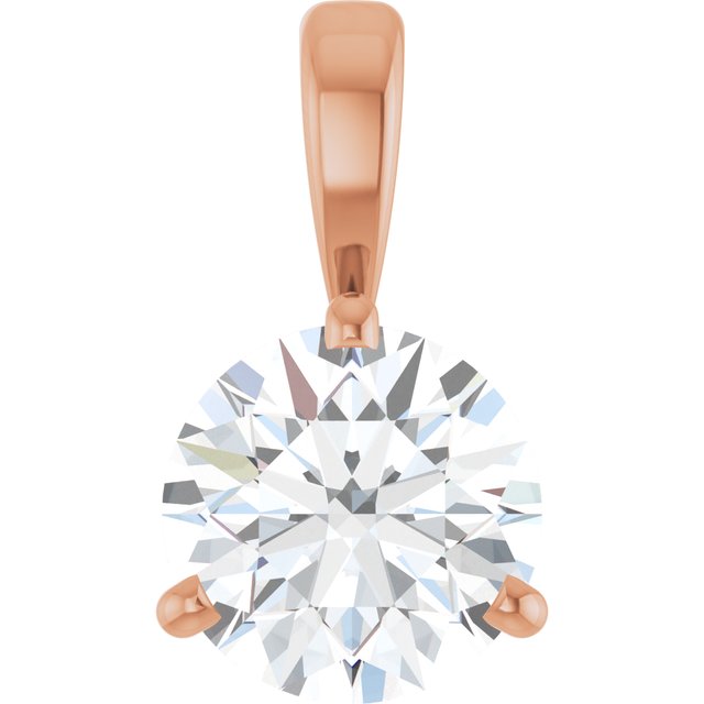 14K Gold Natural Diamond Solitaire Pendant - Options Available