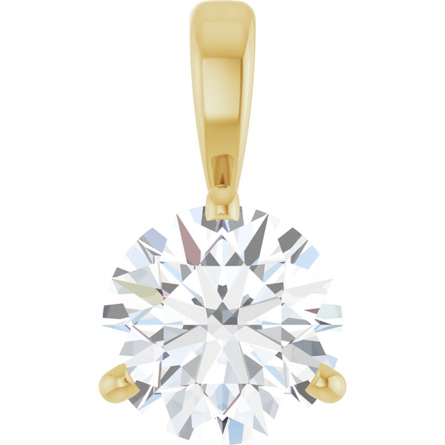14K Gold Natural Diamond Solitaire Pendant - Options Available