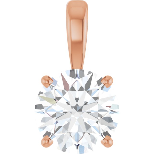 14K Gold Lab-Grown Diamond Solitaire Pendant - Options Available