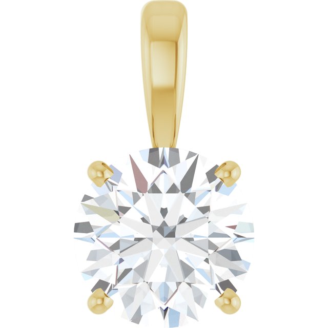 14K Gold Lab-Grown Diamond Solitaire Pendant - Options Available