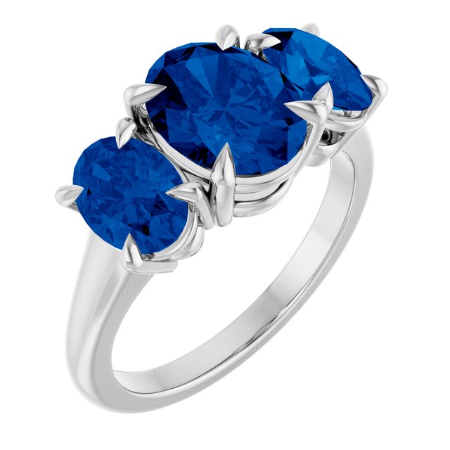 Lab-Grown Blue Sapphire Three-Stone Ring - Options Available