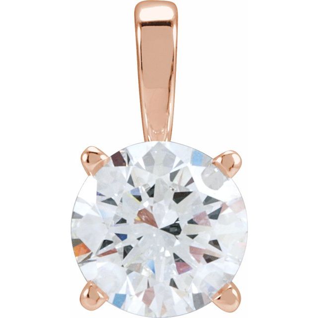 14K Gold Lab-Grown Diamond Solitaire Pendant - Options Available