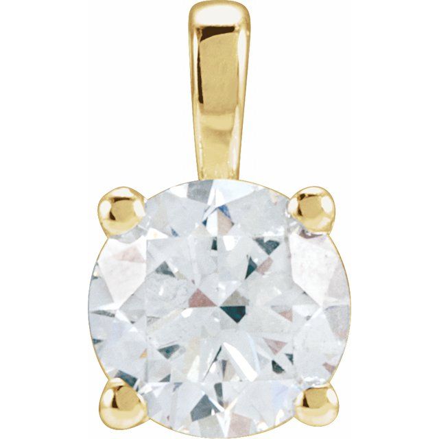 14K Gold Lab-Grown Diamond Solitaire Pendant - Options Available