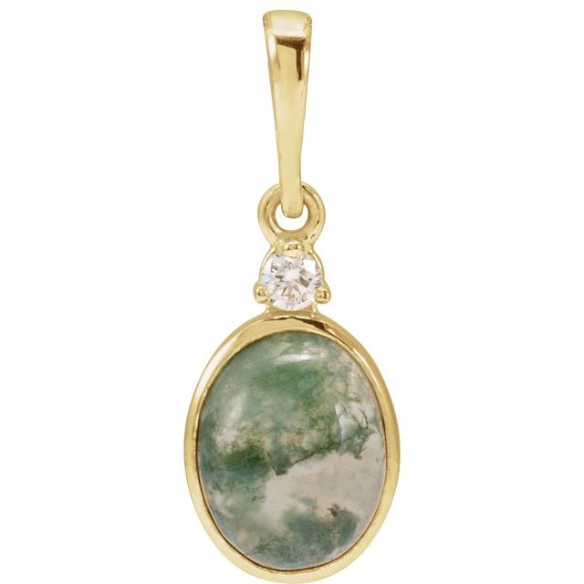 14K Gold Natural Opal and Diamond Pendant - Options Available