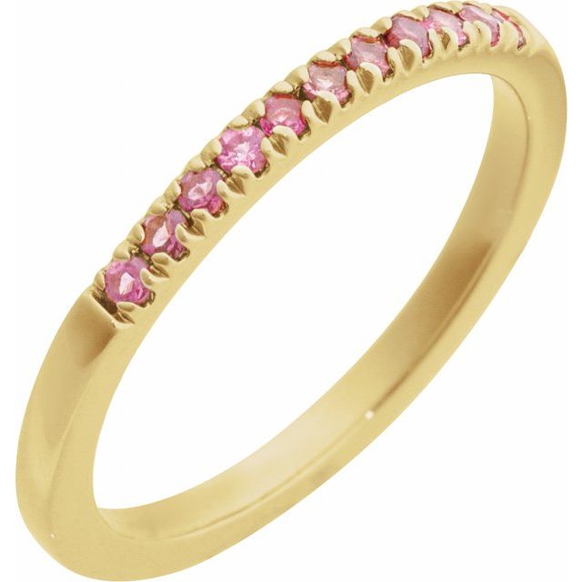 14K Gold Stackable Ring with Natural Pink Tourmaline - Options Available