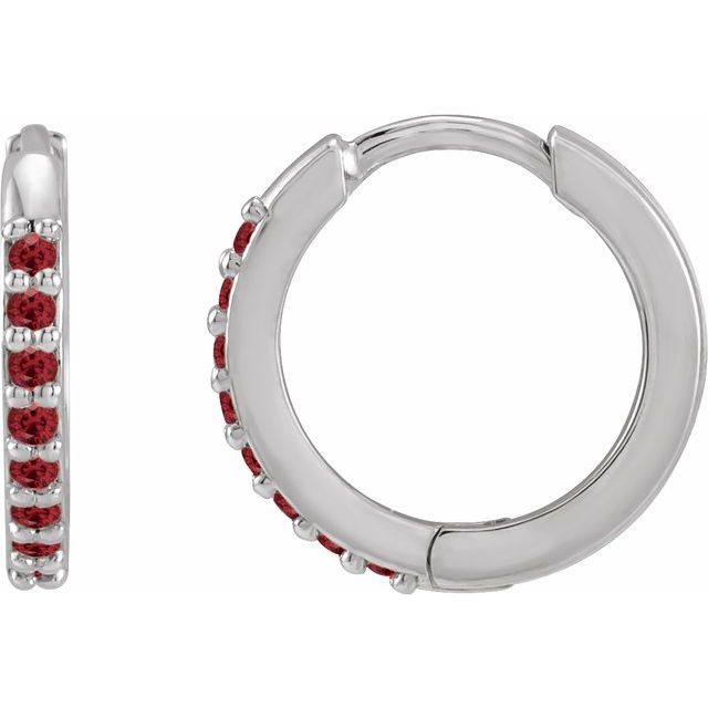 Lab-Grown Ruby Hinged Hoop Earrings - Options Available