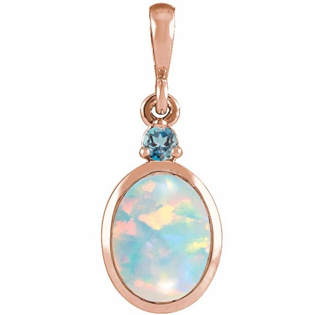 Lab-Grown White Opal And London Blue Topaz Pendant - Options Available