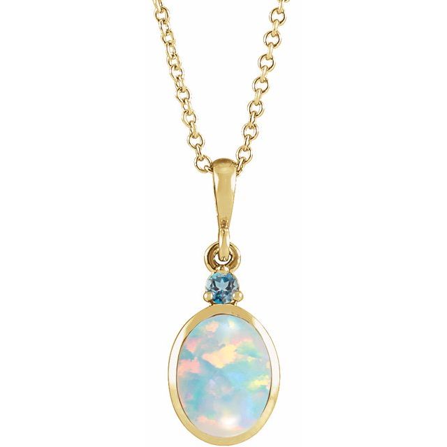 14K Gold Bezel-Set Cabochon Necklace - Options Available