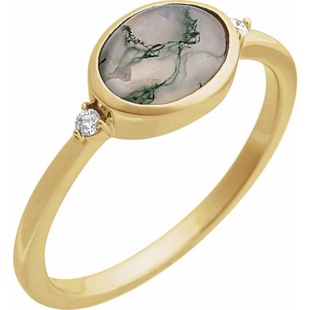 14K Gold Bezel-Set Cabochon Ring - Options Available