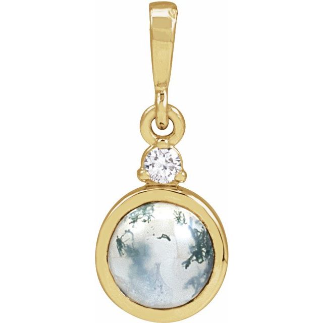 14K Gold Natural Opal and Diamond Pendant - Options Available