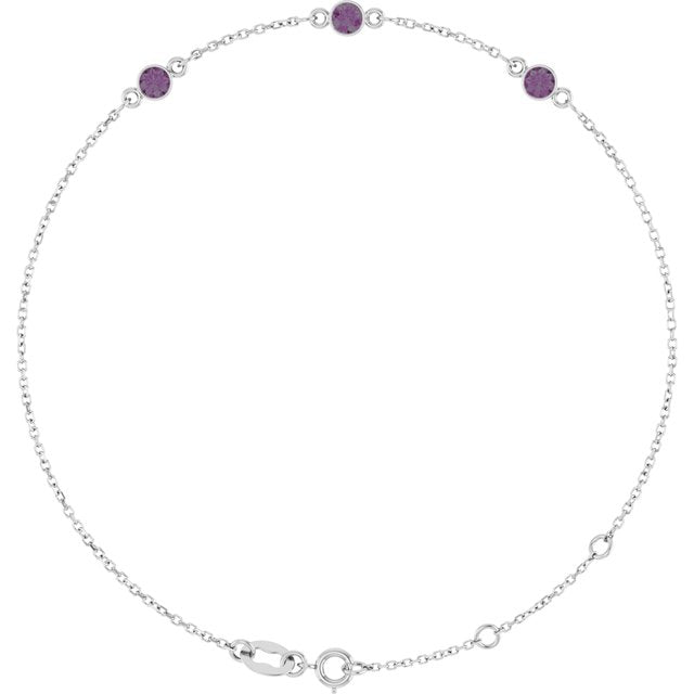 14K Gold & Platinum Bezel-Set Solitaire Bracelet - Options Available