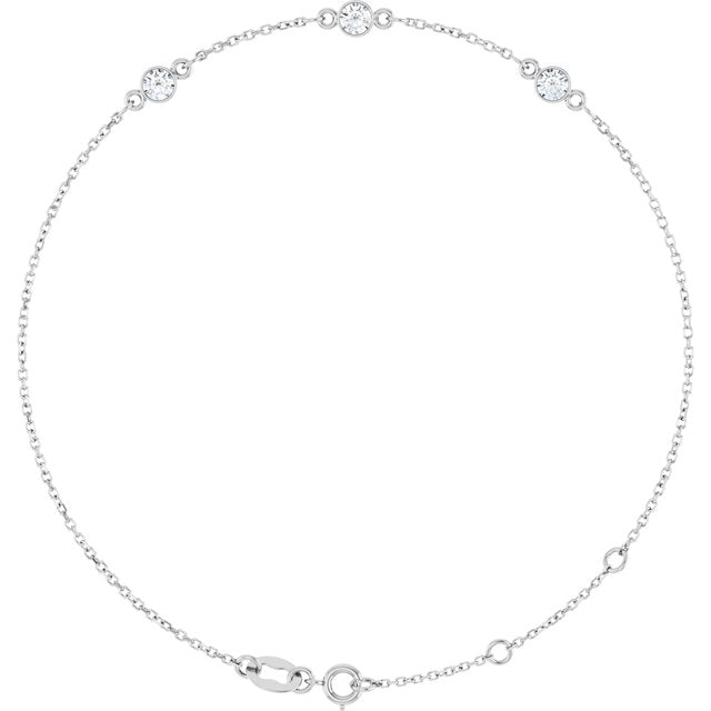 14K Gold, Sterling Silver & Platinum Bezel-Set Solitaire Bracelet - Options Available