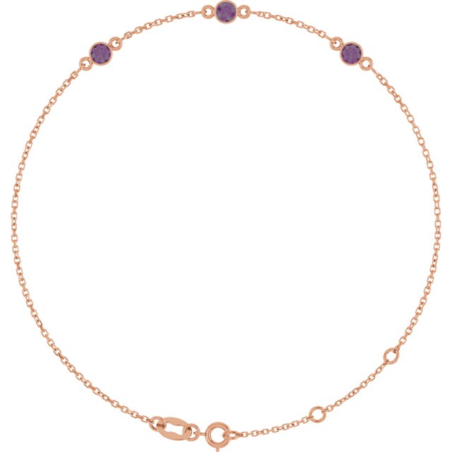 14K Gold & Platinum Bezel-Set Solitaire Bracelet - Options Available