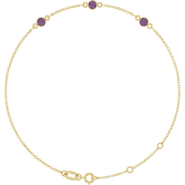 14K Gold & Platinum Bezel-Set Solitaire Bracelet - Options Available