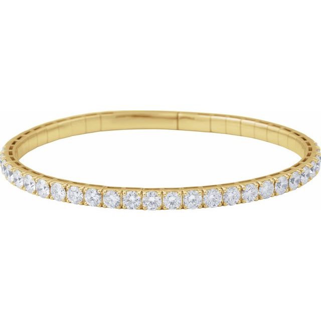 14K Gold Flexible Half Bangle Diamond Bracelet - Options Available
