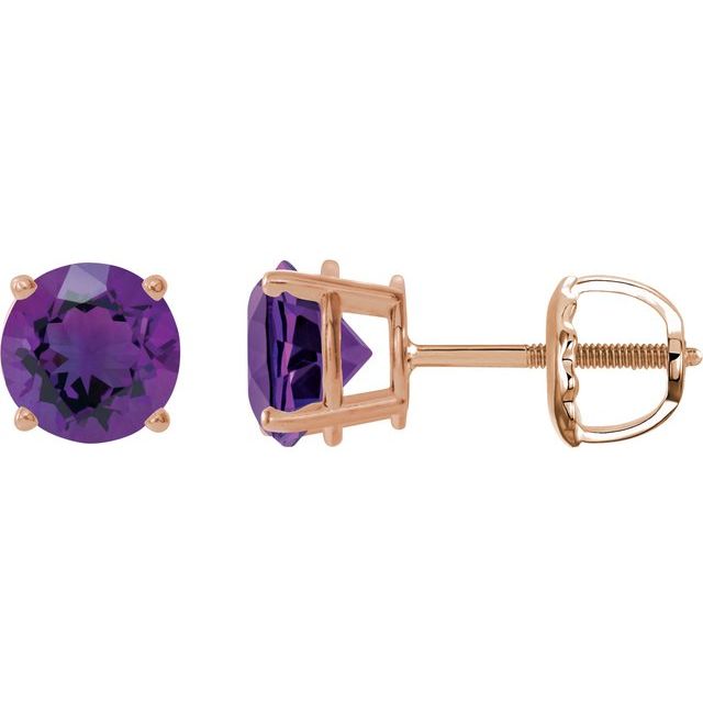 Elegant 14K Gold, Sterling Silver, Platinum Amethyst Stud Earrings - Options Available