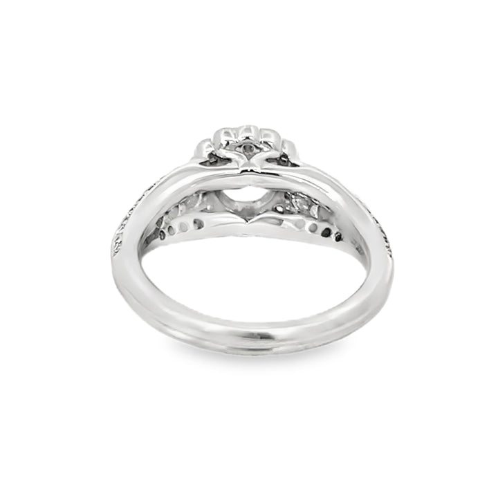 White Gold 0.79 Carats Diamond Halo Semi Mounting Ring