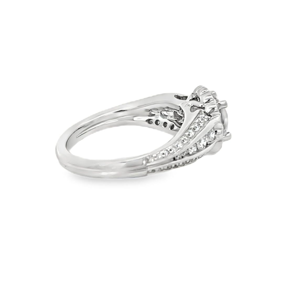 White Gold 0.79 Carats Diamond Halo Semi Mounting Ring