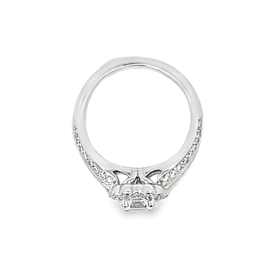 White Gold 0.79 Carats Diamond Halo Semi Mounting Ring