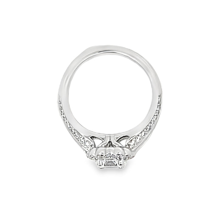 White Gold 0.79 Carats Diamond Halo Semi Mounting Ring