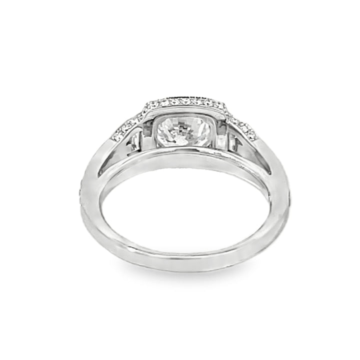18K White Gold Round and Trapezoid Cut Diamond Semi Mounting 1.00ctw