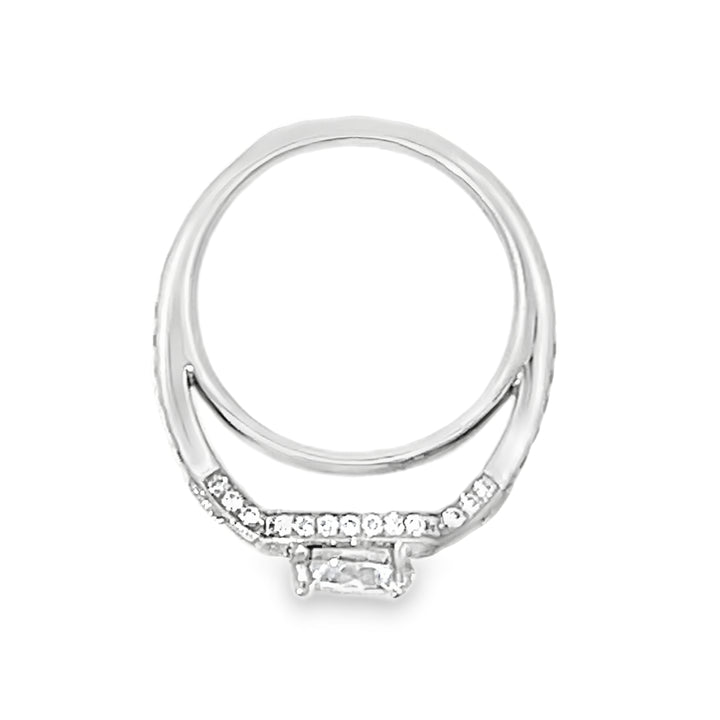 18K White Gold Round and Trapezoid Cut Diamond Semi Mounting 1.00ctw