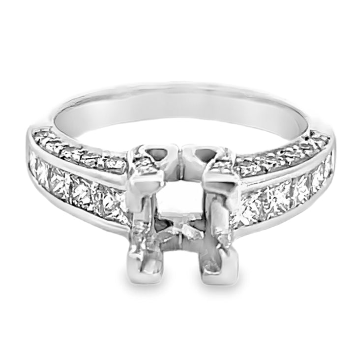 White Gold 1.21 Carat Princess Diamond Semi Mounting Ring