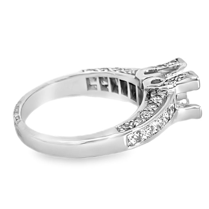 White Gold 1.21 Carat Princess Diamond Semi Mounting Ring