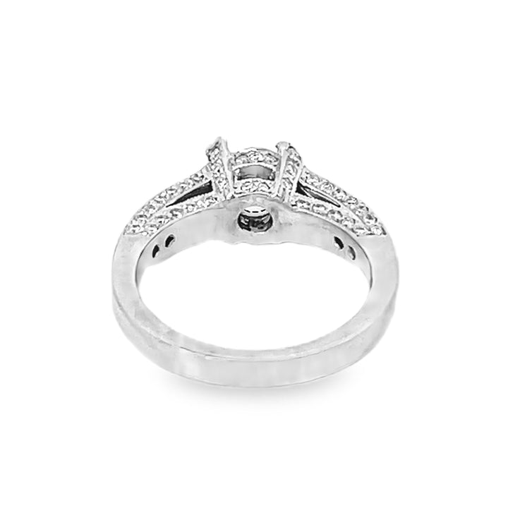 14K White Gold Round Diamond Semi-Mount Engagement Ring 1.00ctw