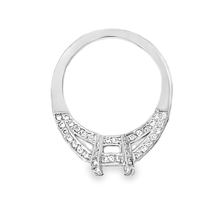 14K White Gold Round Diamond Semi-Mount Engagement Ring 1.00ctw