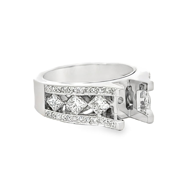 14k White Gold 1.12ct Diamond Semi Mounting Ring