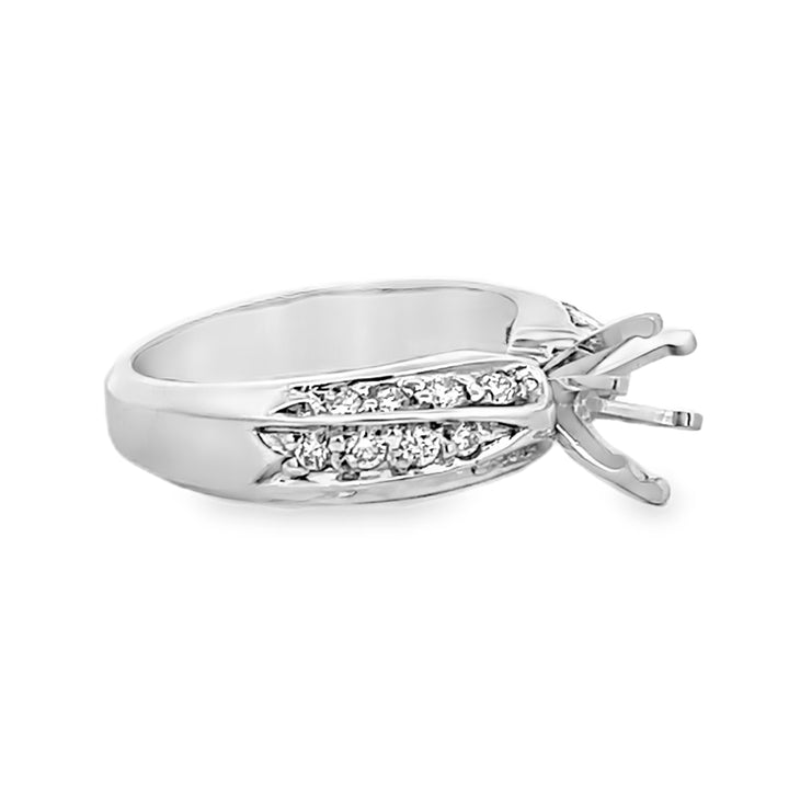14K White Gold 0.43ct Diamond Semi Mounting Ring