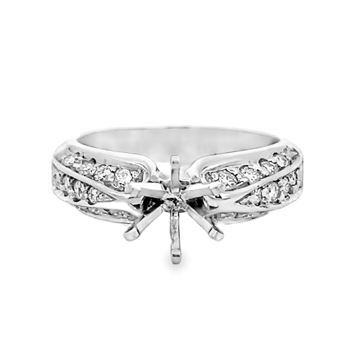 14K White Gold 0.43ct Diamond Semi Mounting Ring