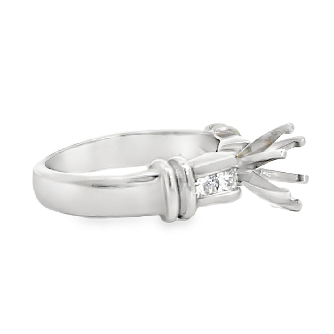 14K White Gold Diamond Semi Mounting Ring Channel Set