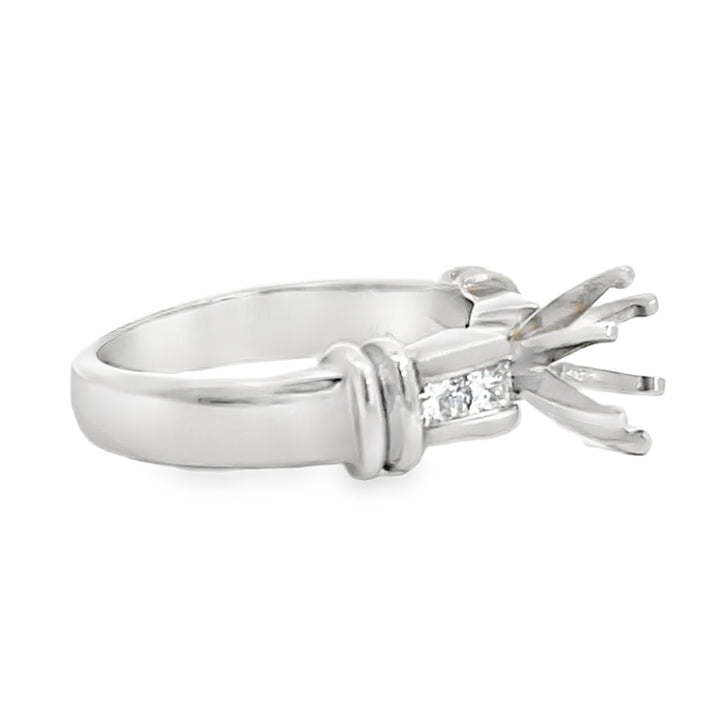 14K White Gold Diamond Semi Mounting Ring Channel Set