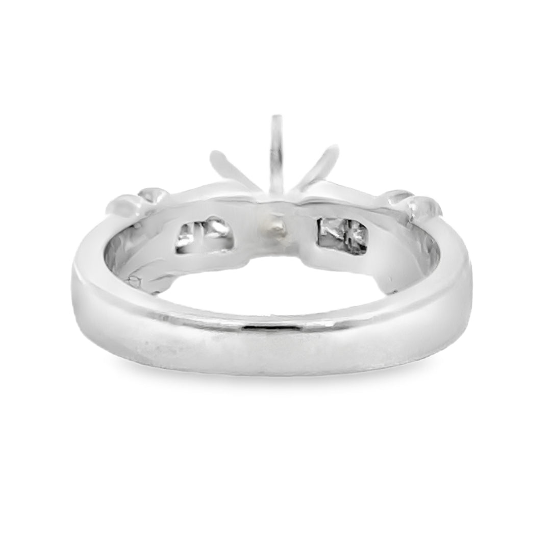 14K White Gold Diamond Semi Mounting Ring Channel Set