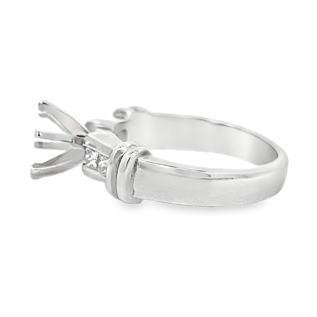 14K White Gold Diamond Semi Mounting Ring Channel Set