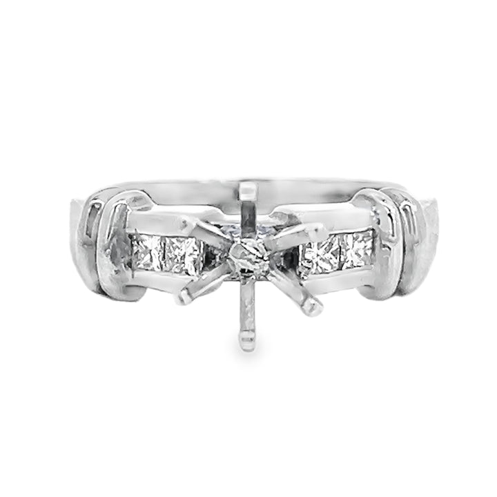 14K White Gold Diamond Semi Mounting Ring Channel Set