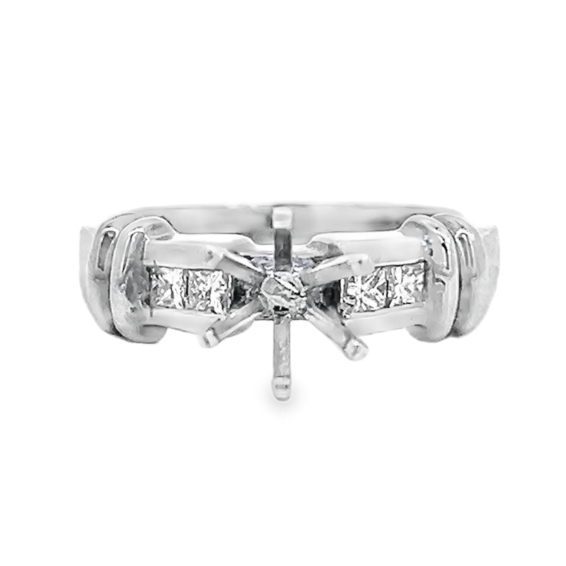 14K White Gold Diamond Semi Mounting Ring Channel Set