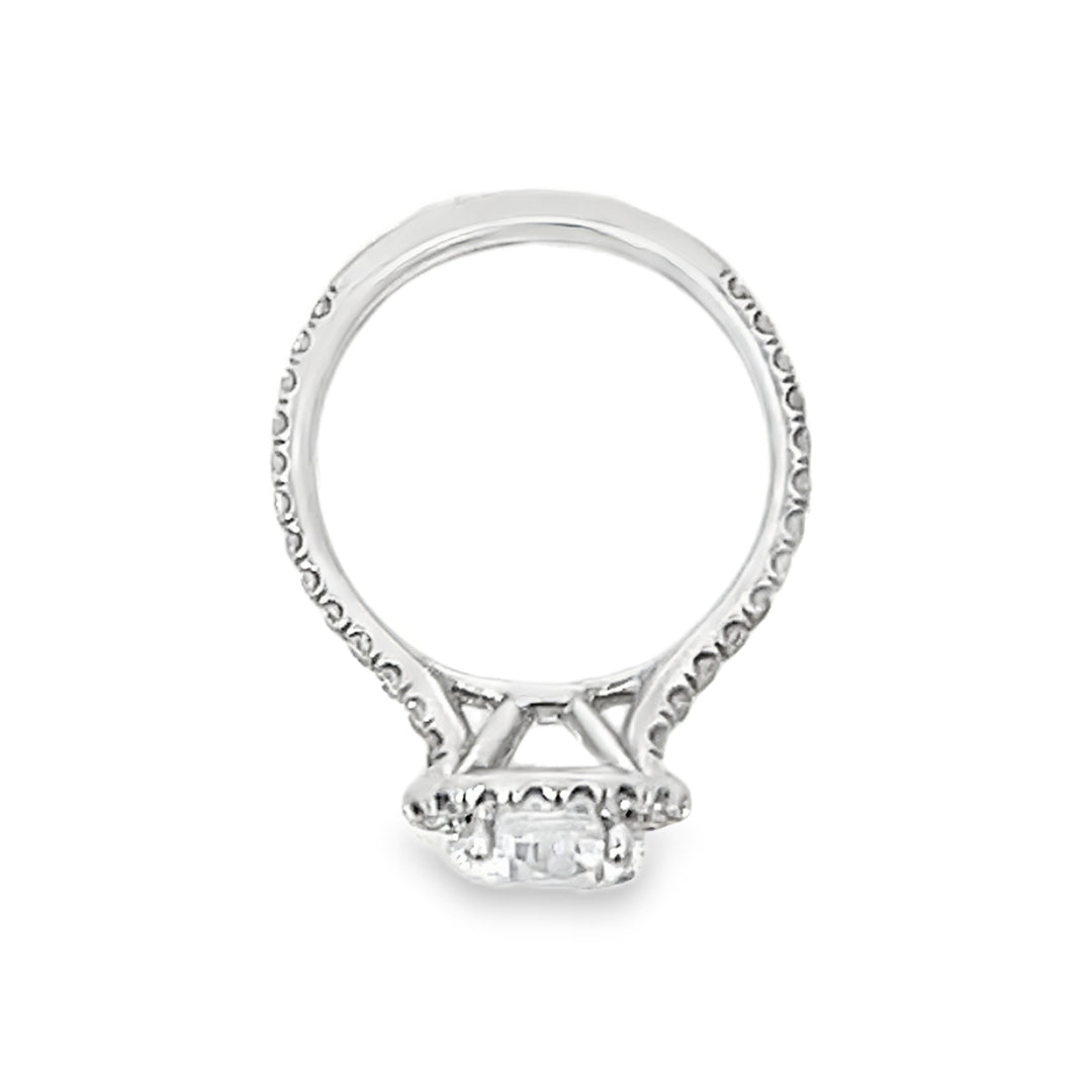 Platinum 0.75 Carat Halo Style Diamond Semi Mounting
