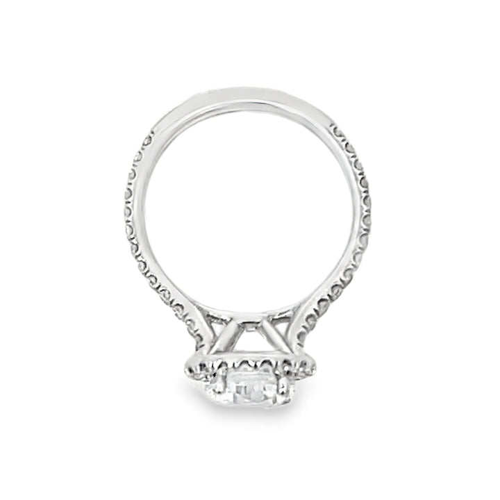 Platinum 0.75 Carat Halo Style Diamond Semi Mounting