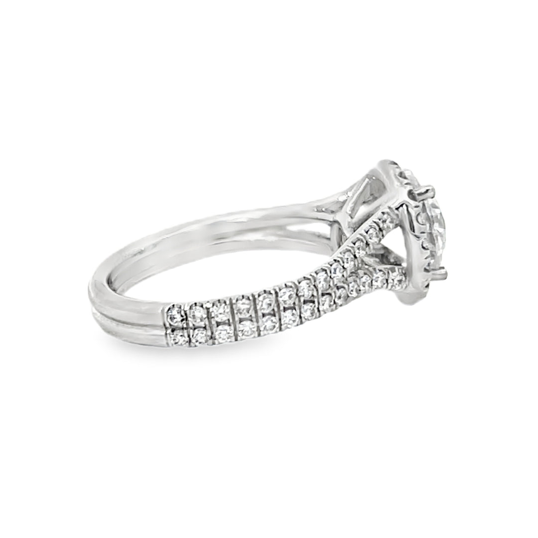 Platinum 0.75 Carat Halo Style Diamond Semi Mounting