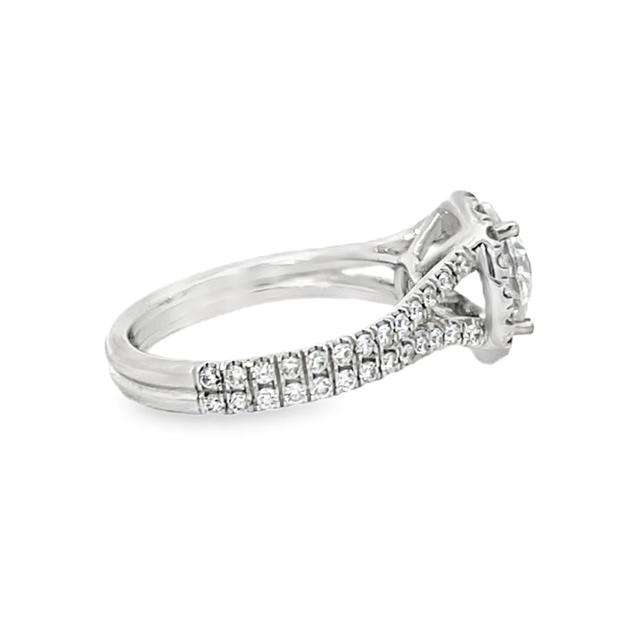 Platinum 0.75 Carat Halo Style Diamond Semi Mounting