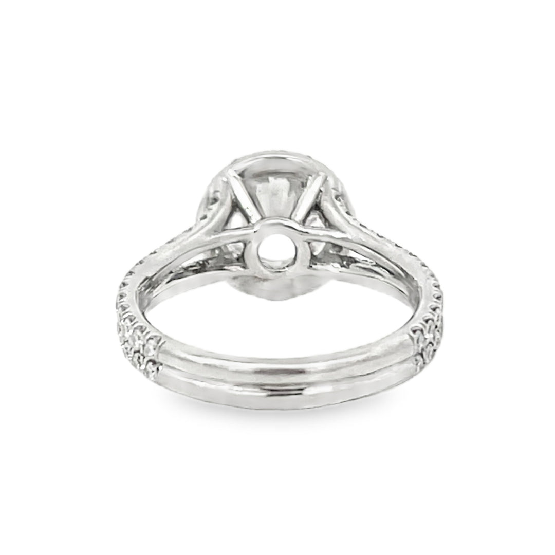 Platinum 0.75 Carat Halo Style Diamond Semi Mounting