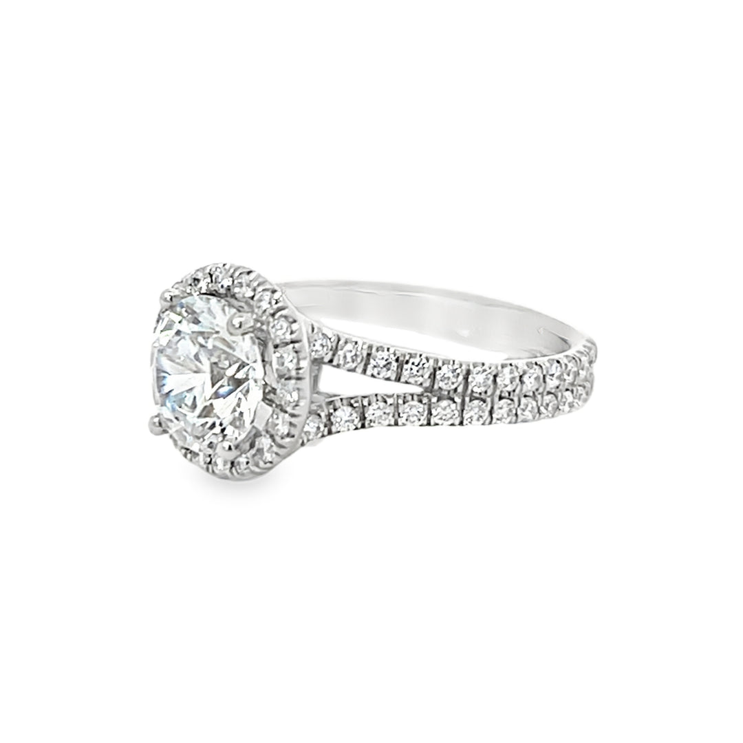Platinum 0.75 Carat Halo Style Diamond Semi Mounting