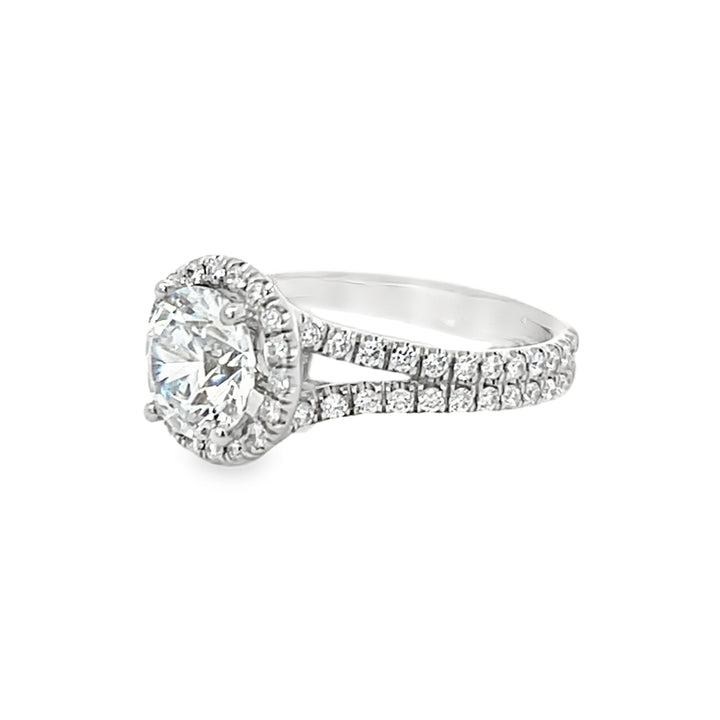 Platinum 0.75 Carat Halo Style Diamond Semi Mounting