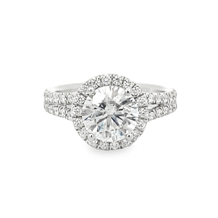 Platinum 0.75 Carat Halo Style Diamond Semi Mounting