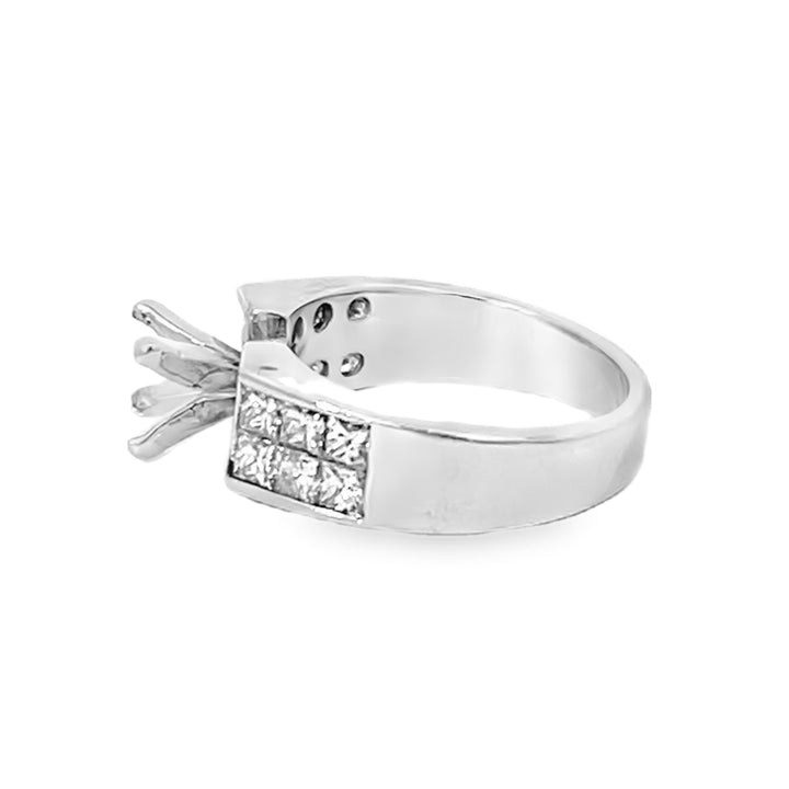 Platinum Princess Cut Diamond Semi-Mounting Engagement Ring 1.20ctw