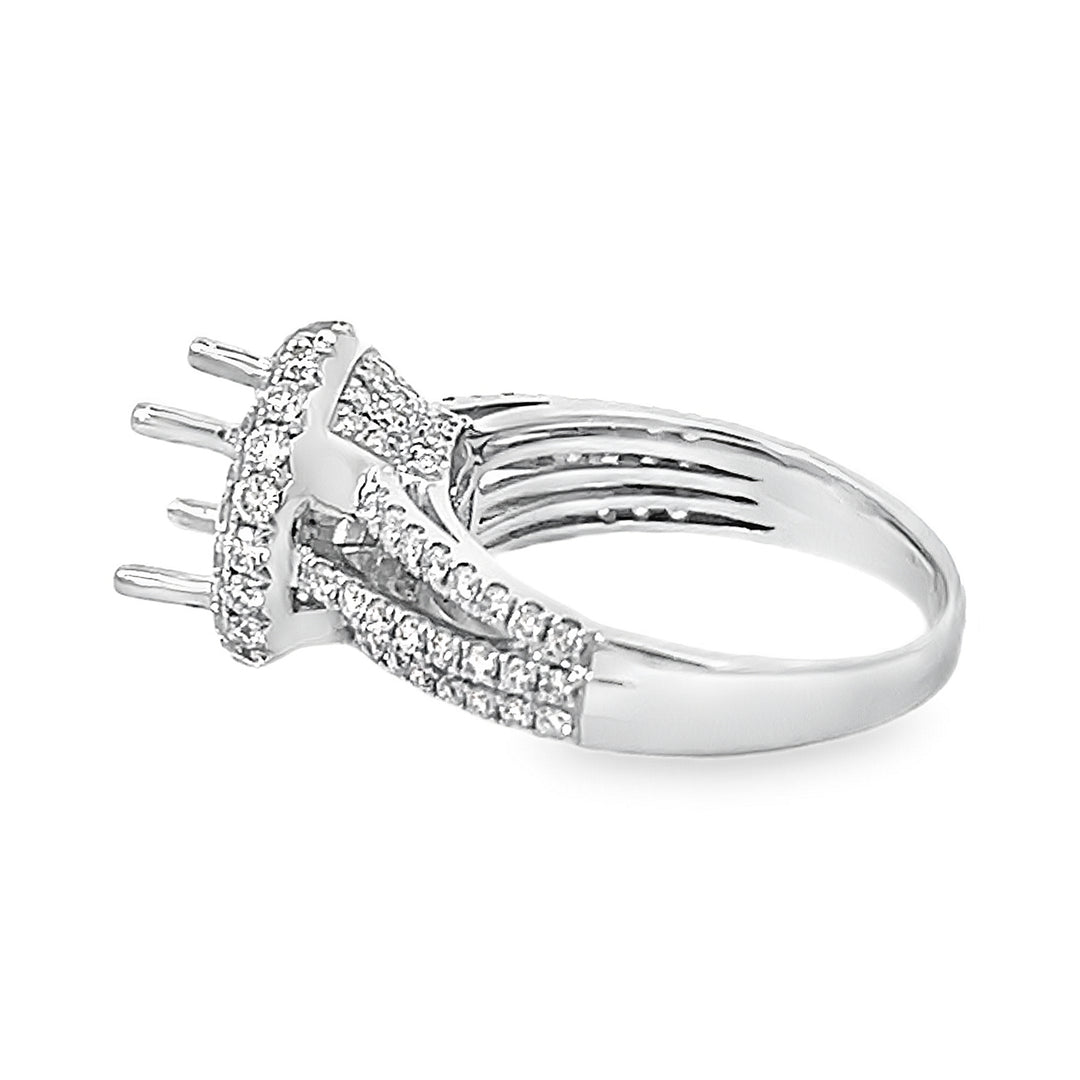 18K White Gold Diamond Halo Semi Mounting 1.28ctw